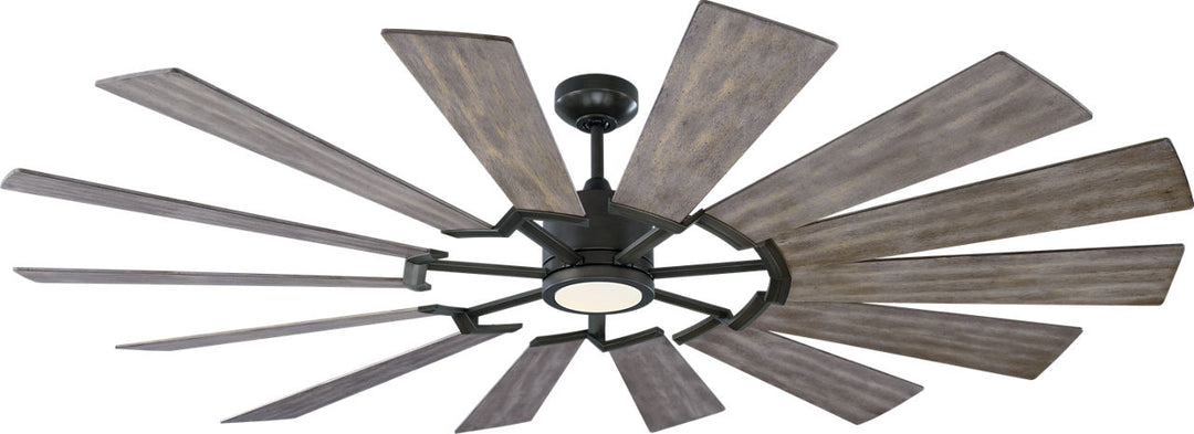 Prairie 72 LED Ceiling Fan in with Distressed Grey Weathered Oak Blades and Light Kit Aged Pewter