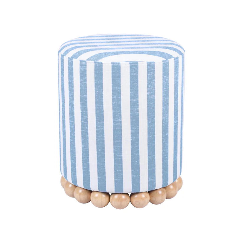 Bell Blue Striped Ottoman