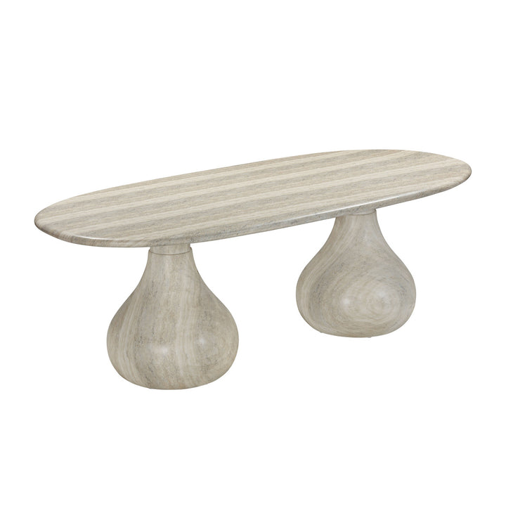 Oval Faux Travertine Coffee Table Indoor Outdoor