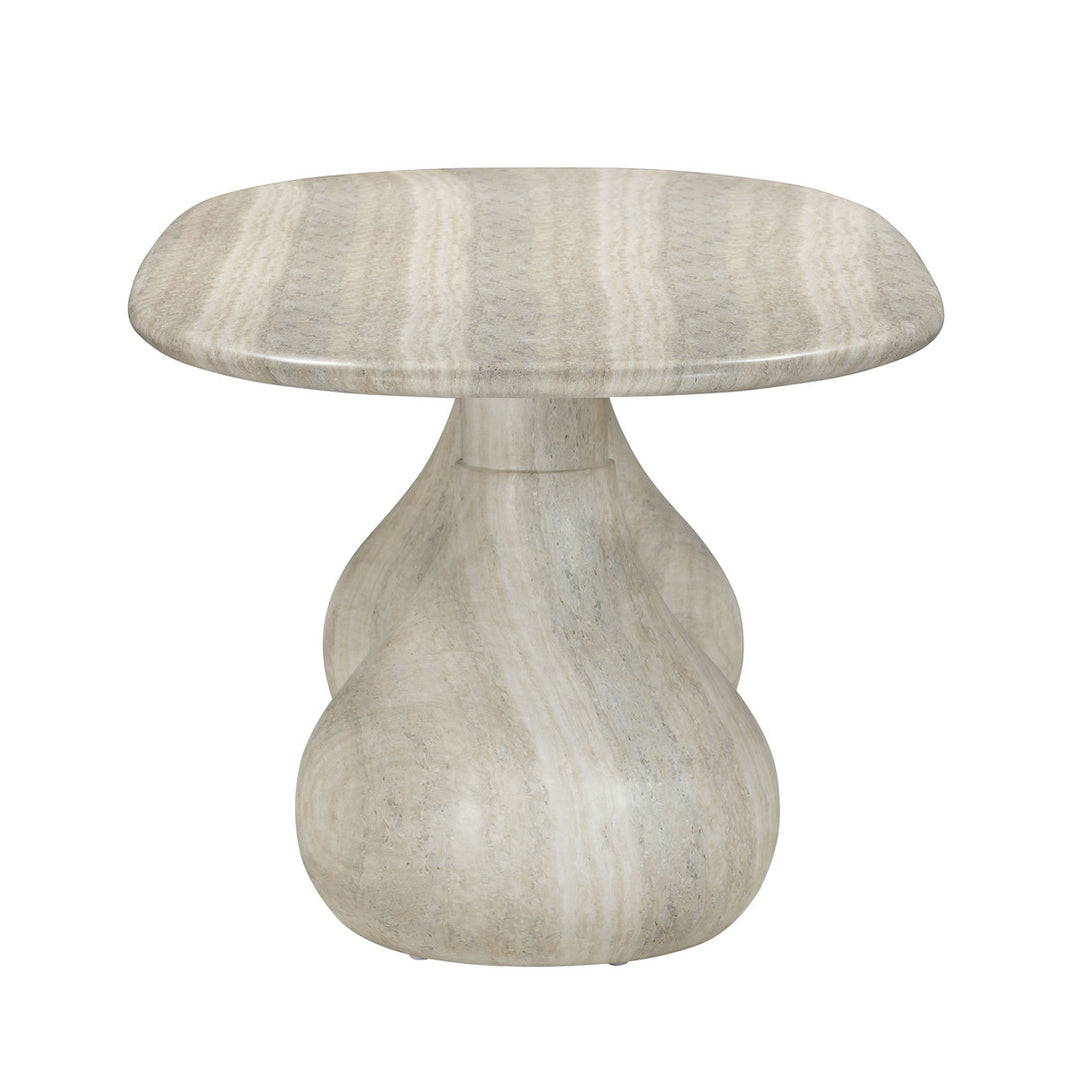 Oval Faux Travertine Coffee Table Indoor Outdoor