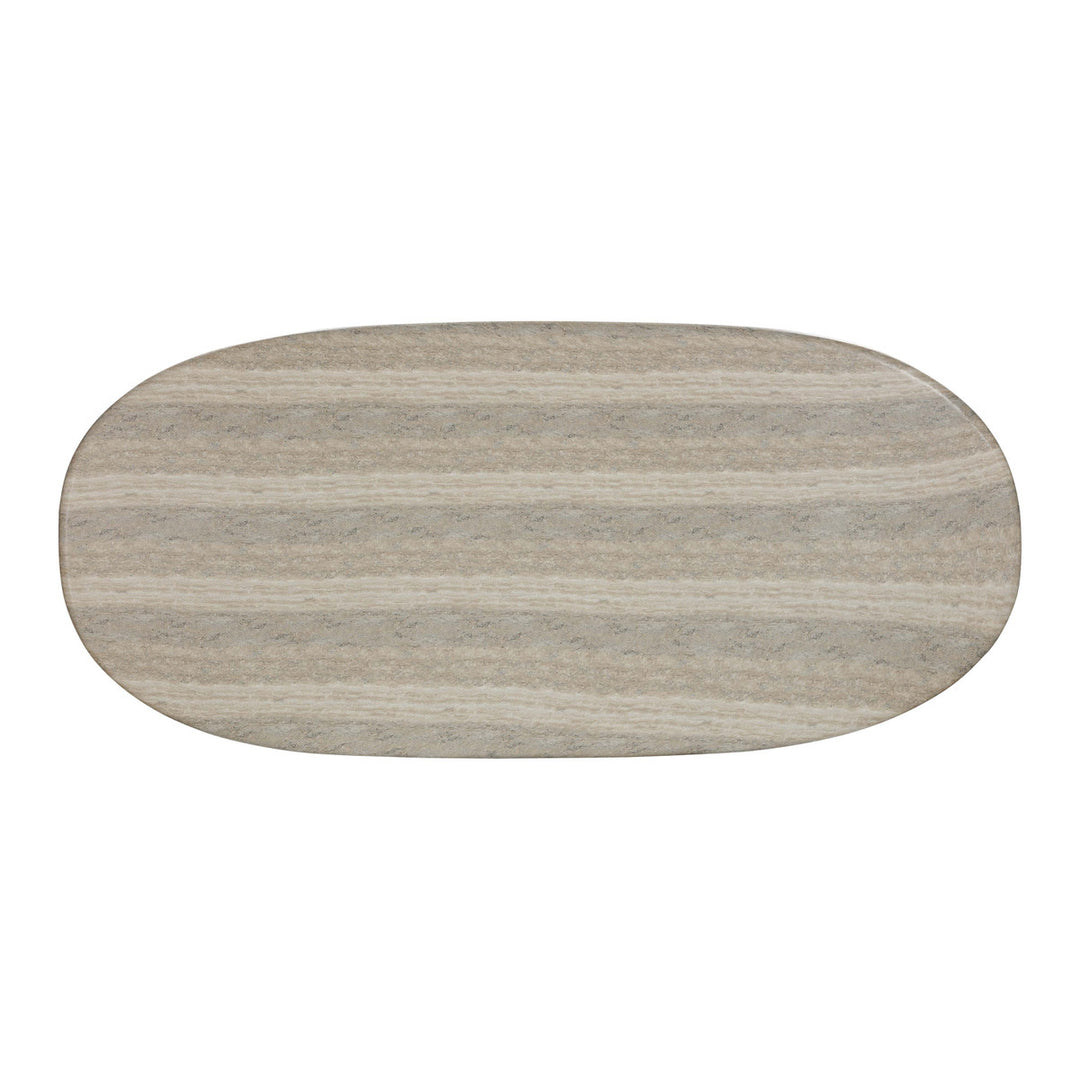 Oval Faux Travertine Coffee Table Indoor Outdoor