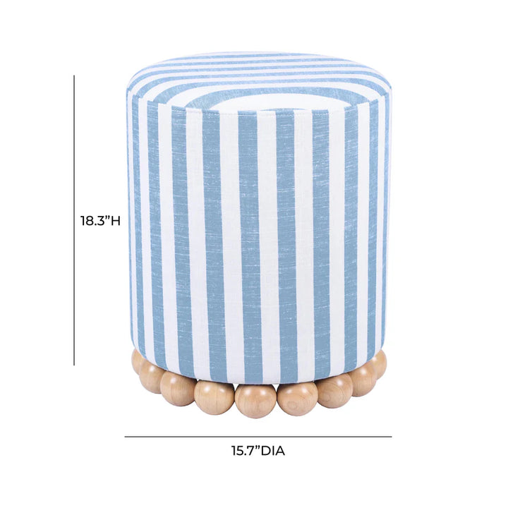 Bell Blue Striped Ottoman