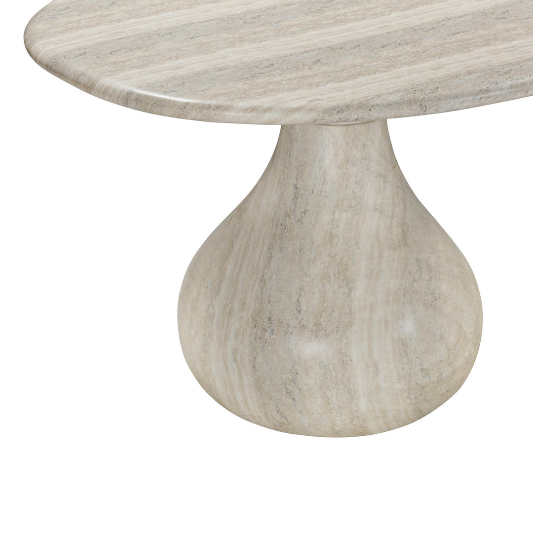 Oval Faux Travertine Coffee Table Indoor Outdoor