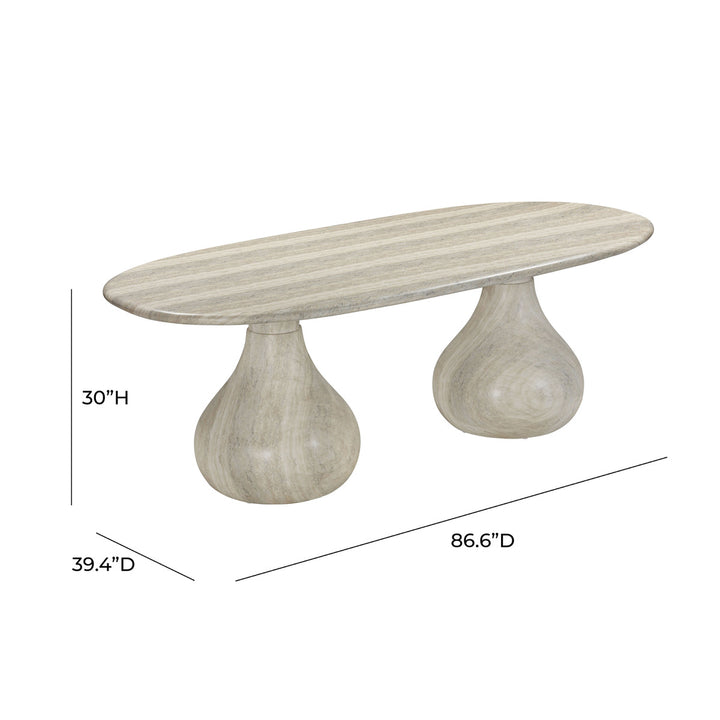 Oval Faux Travertine Coffee Table Indoor Outdoor