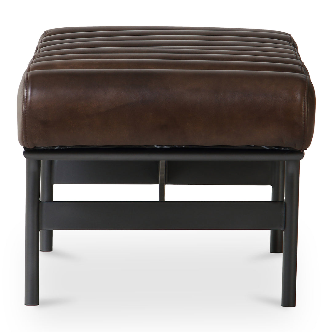 Modern Metallic Channeled Sitting Bench in Premium Leather