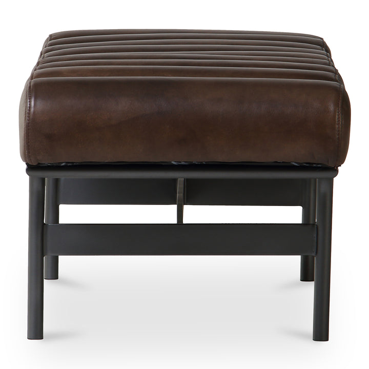 Modern Metallic Channeled Sitting Bench in Premium Leather