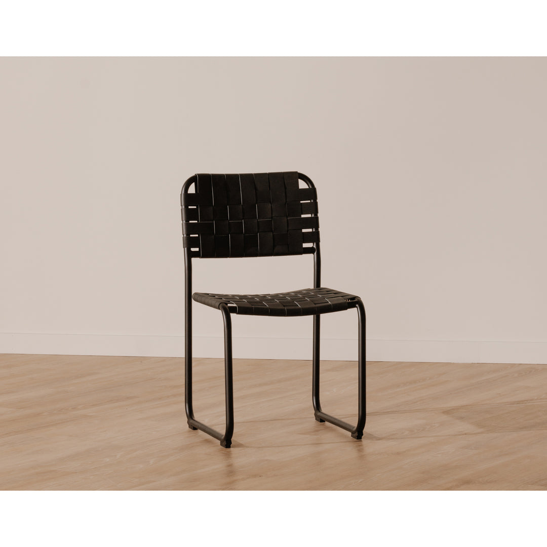Artisanal Woven Dining Duo - Elegant Iron & Leather Seats