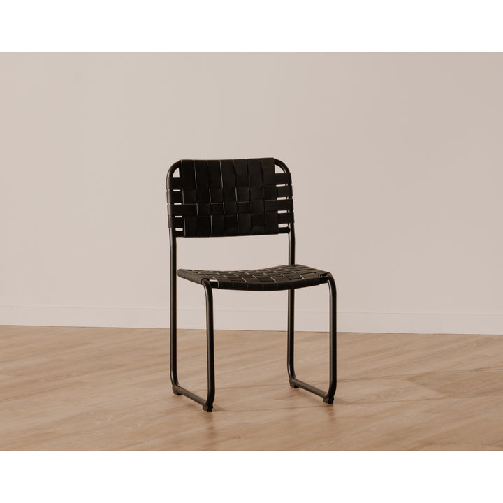 Artisanal Woven Dining Duo - Elegant Iron & Leather Seats