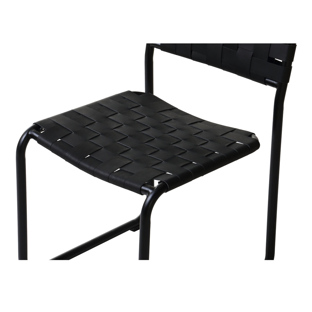 Artisanal Woven Dining Duo - Elegant Iron & Leather Seats