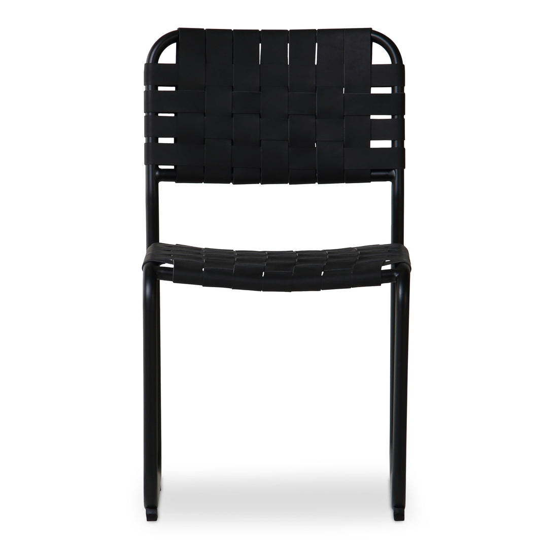 Artisanal Woven Dining Duo - Elegant Iron & Leather Seats