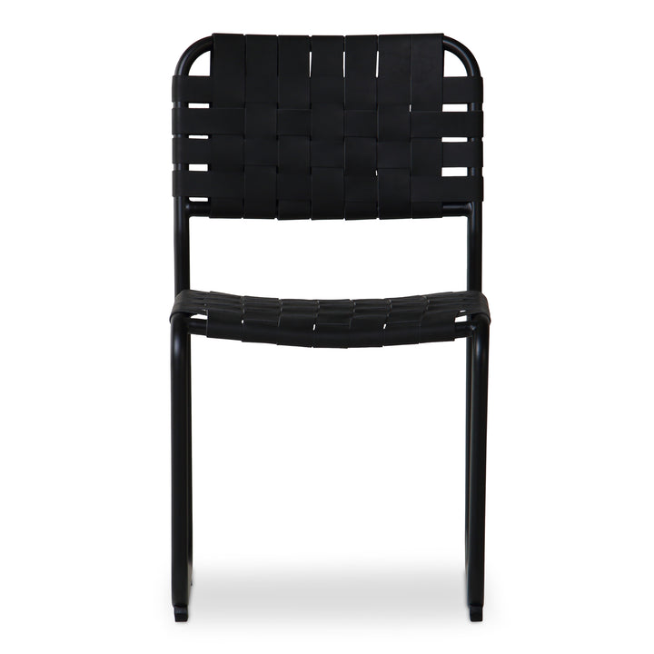 Artisanal Woven Dining Duo - Elegant Iron & Leather Seats