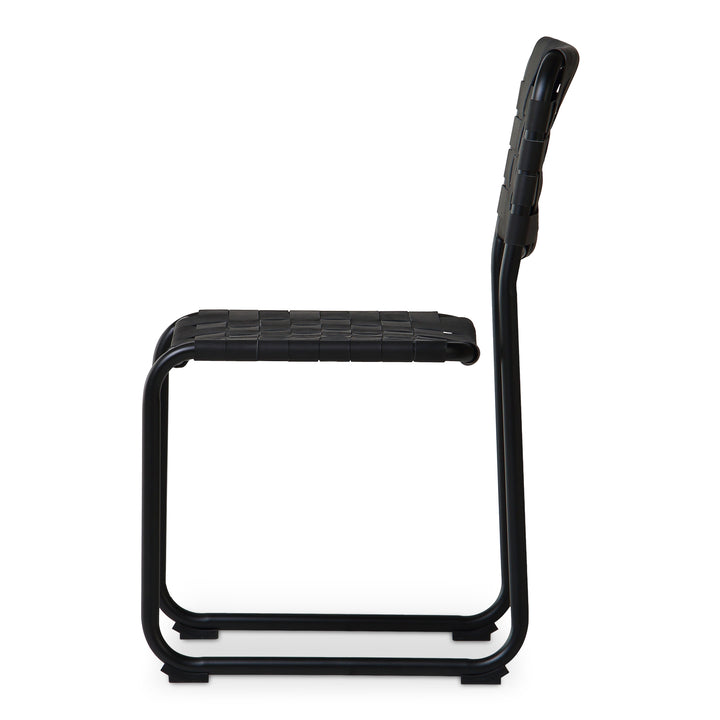 Artisanal Woven Dining Duo - Elegant Iron & Leather Seats