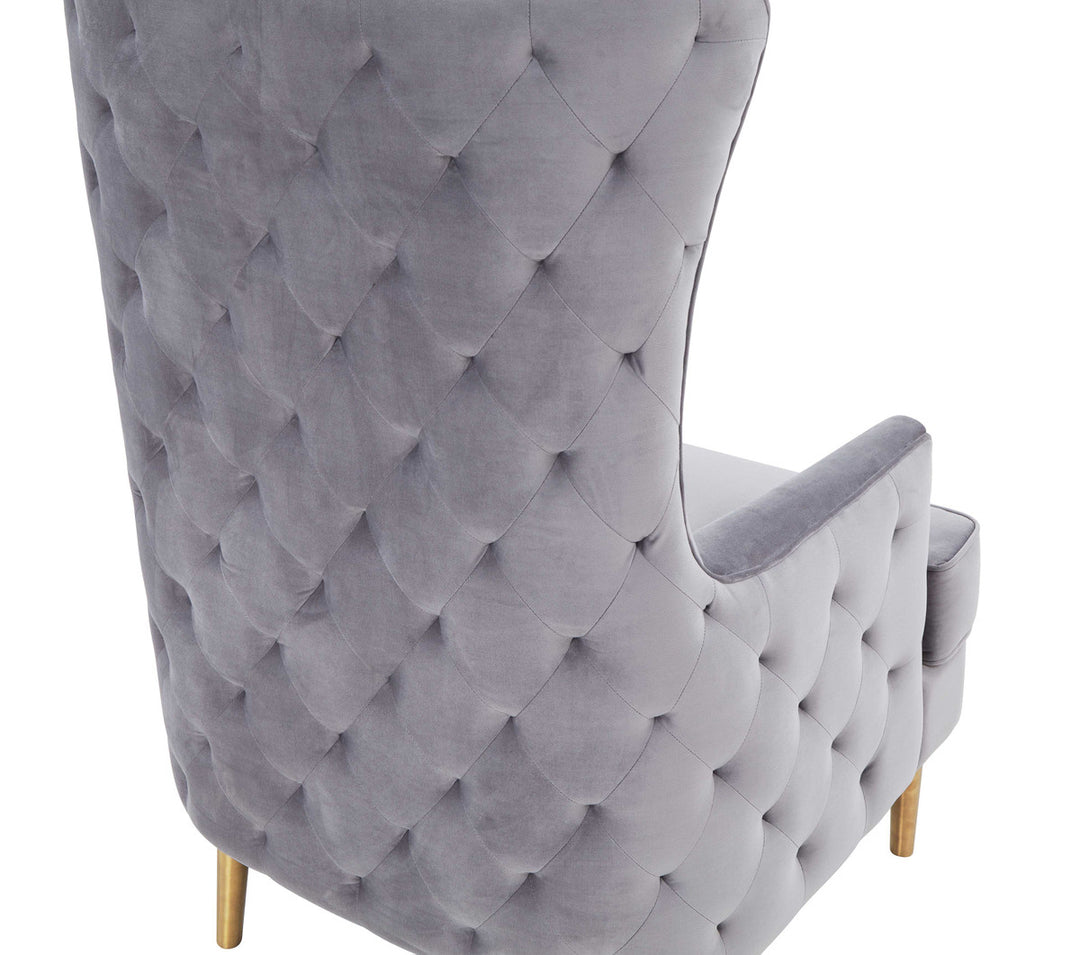 Aline Grey Tall Tufted Back Chair
