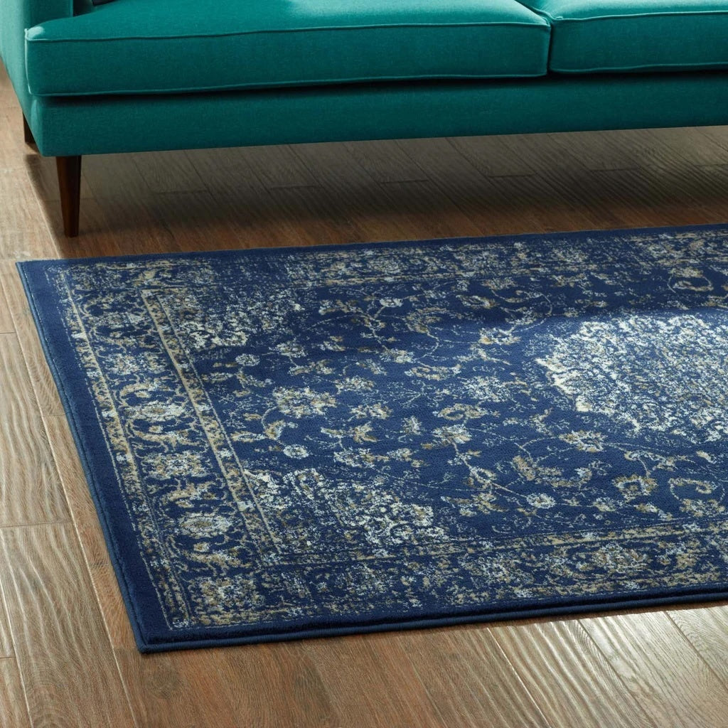 Alij Distressed Blue Area Rug - 5'x8'