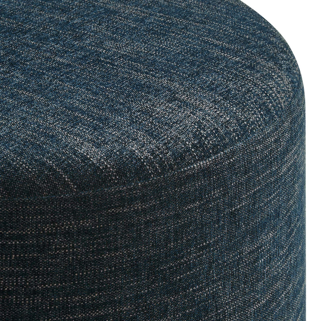 Jake 23" Round Upholstered Ottoman - Blue