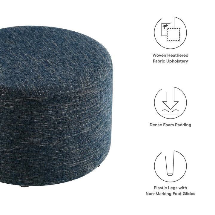 Jake 23" Round Upholstered Ottoman - Blue