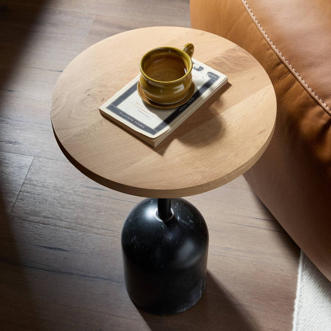 Sena Wood and Marble Side Table