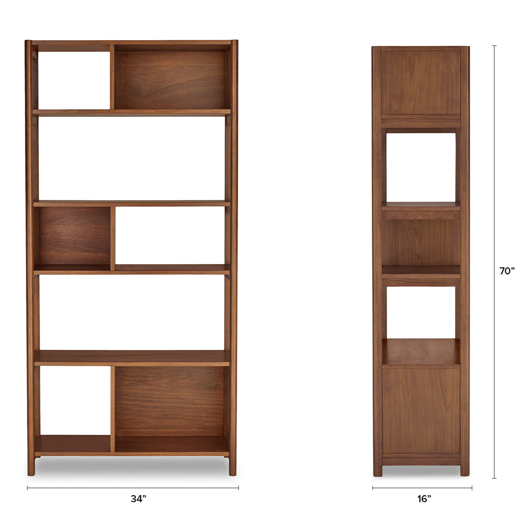 Mysen 34" Bookcase, Tall - Walnut