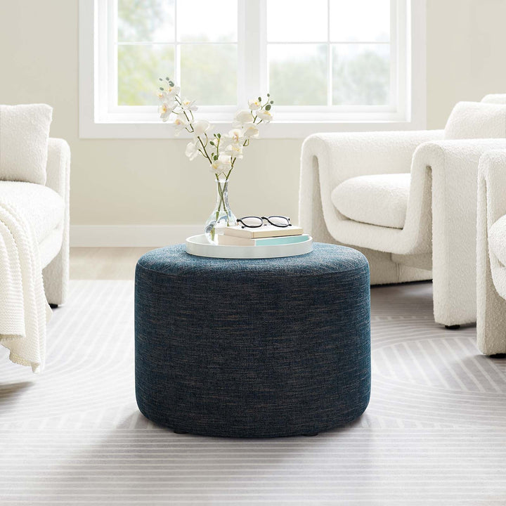 Jake 23" Round Upholstered Ottoman - Blue