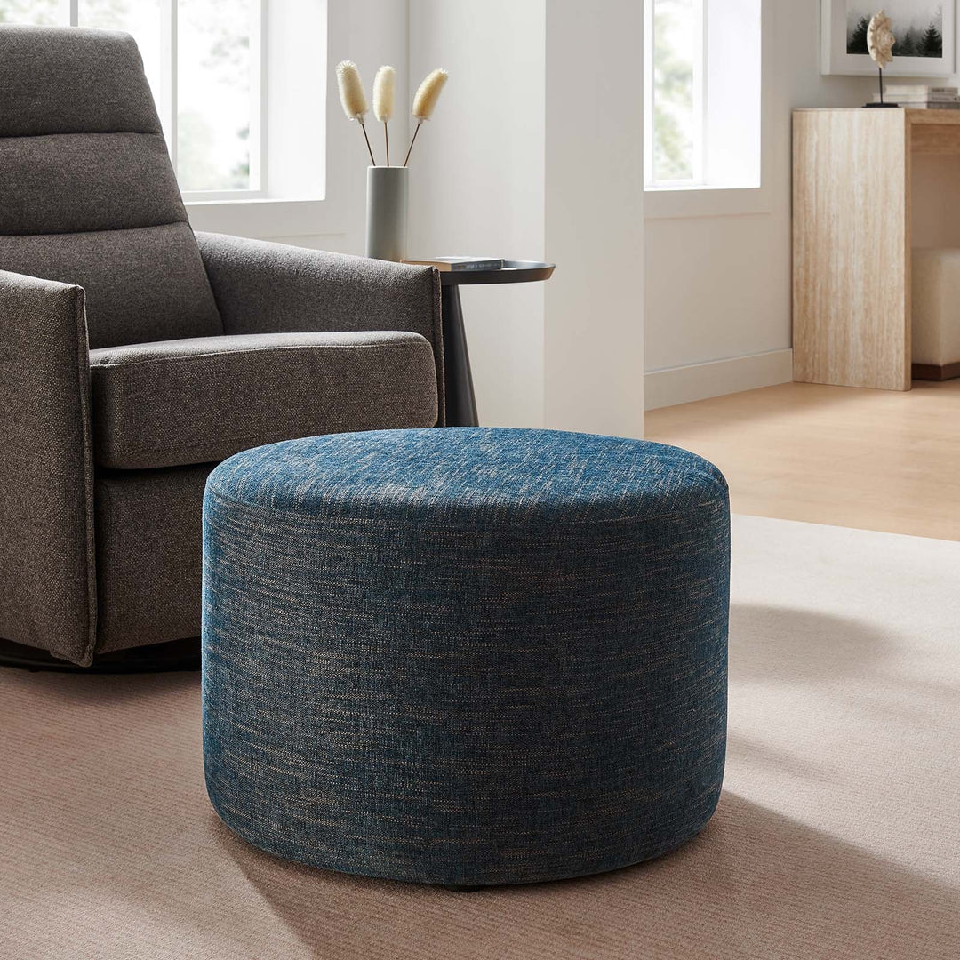 Jake 23" Round Upholstered Ottoman - Blue