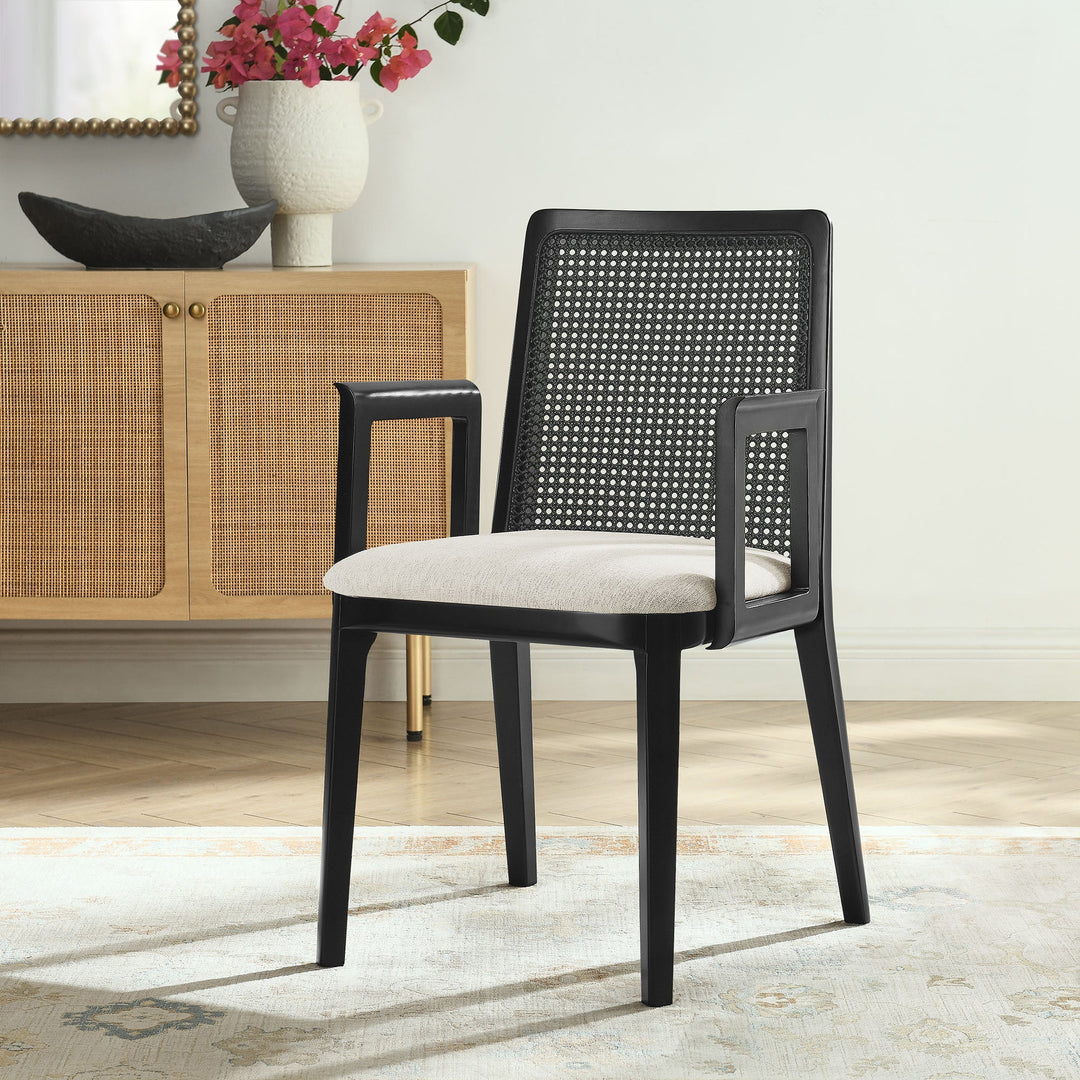 Cana Black and Ivory Dining Armchair