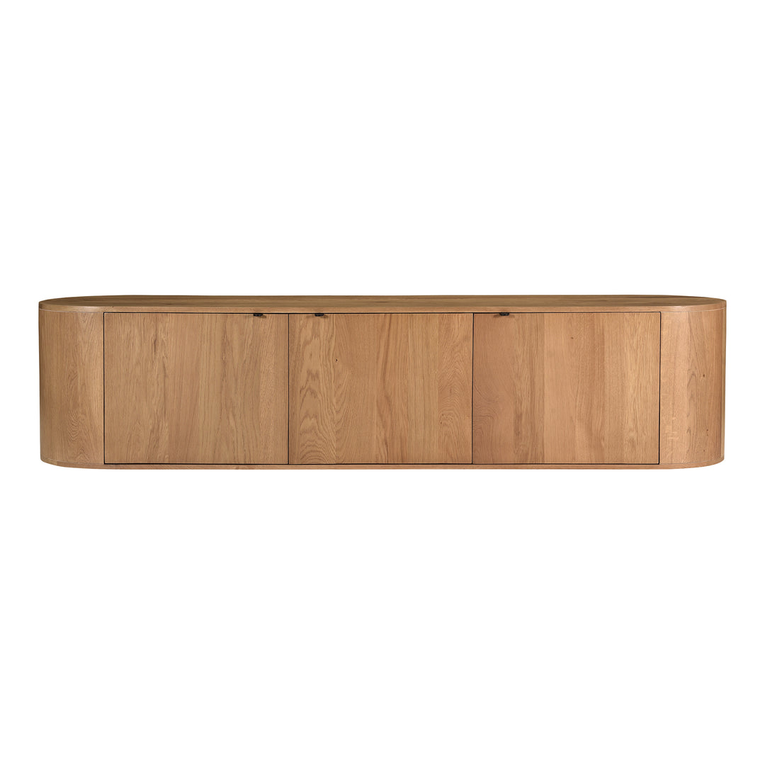 Modern Oak Curve Shelf Bench