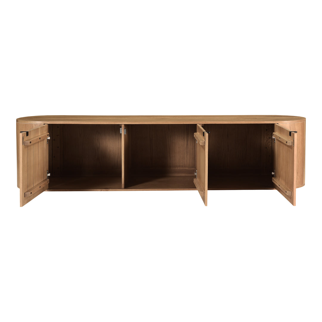 Modern Oak Curve Shelf Bench