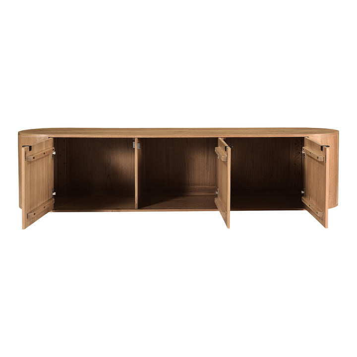 Modern Oak Curve Shelf Bench