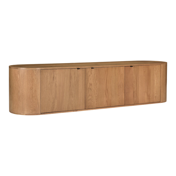 Modern Oak Curve Shelf Bench