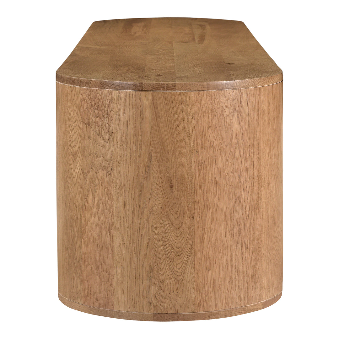 Modern Oak Curve Shelf Bench