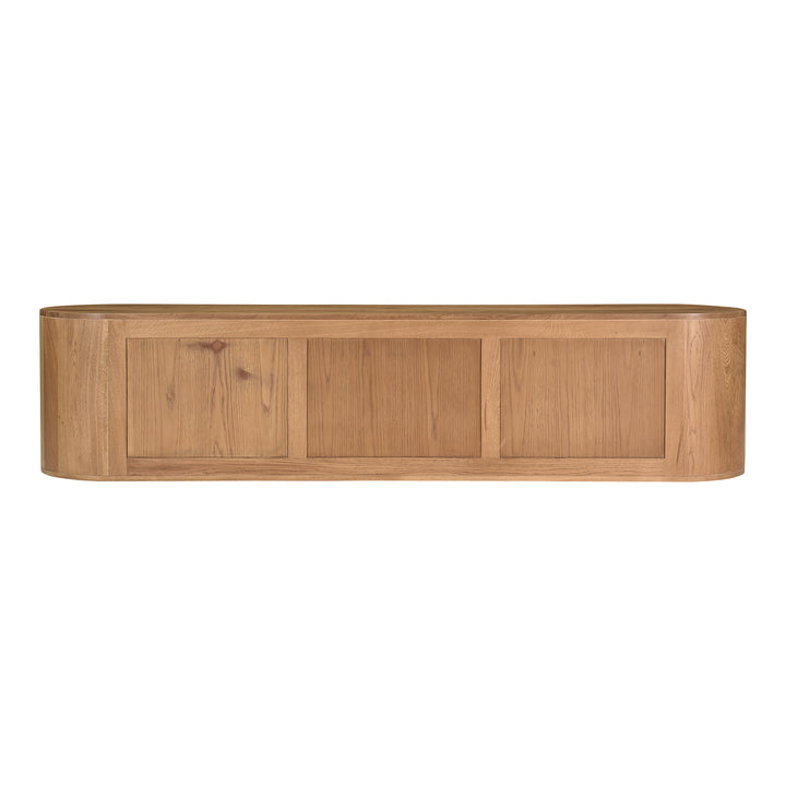 Modern Oak Curve Shelf Bench