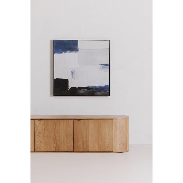 Modern Oak Curve Shelf Bench