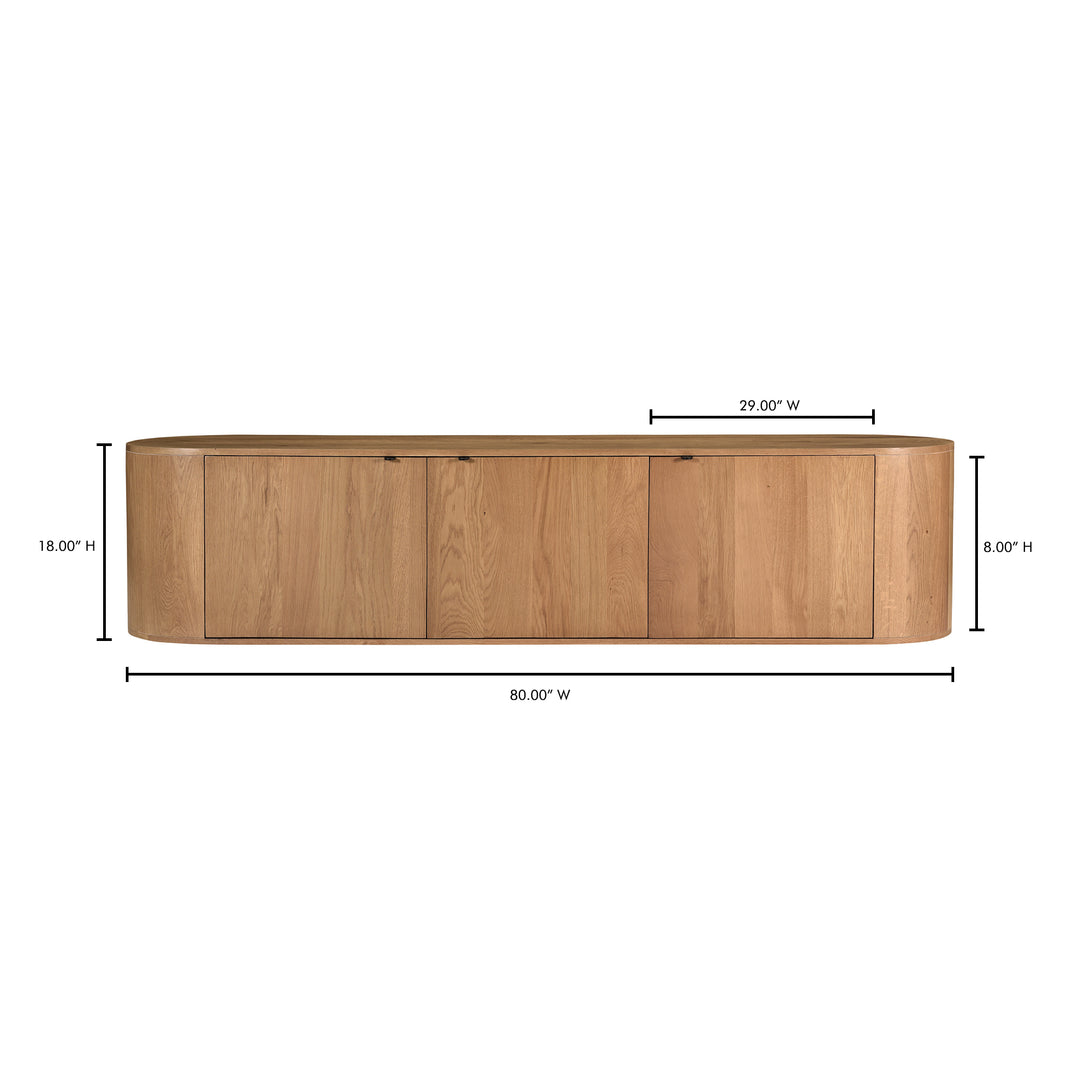 Modern Oak Curve Shelf Bench