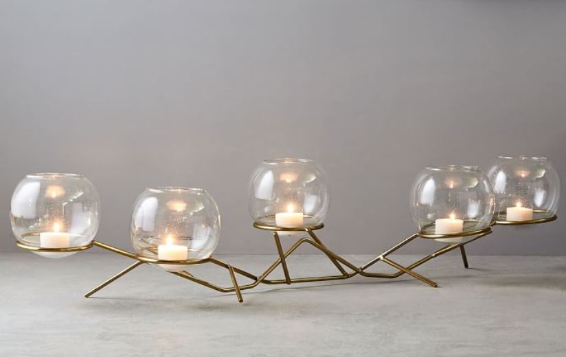 Brass Glass Globe Centerpiece