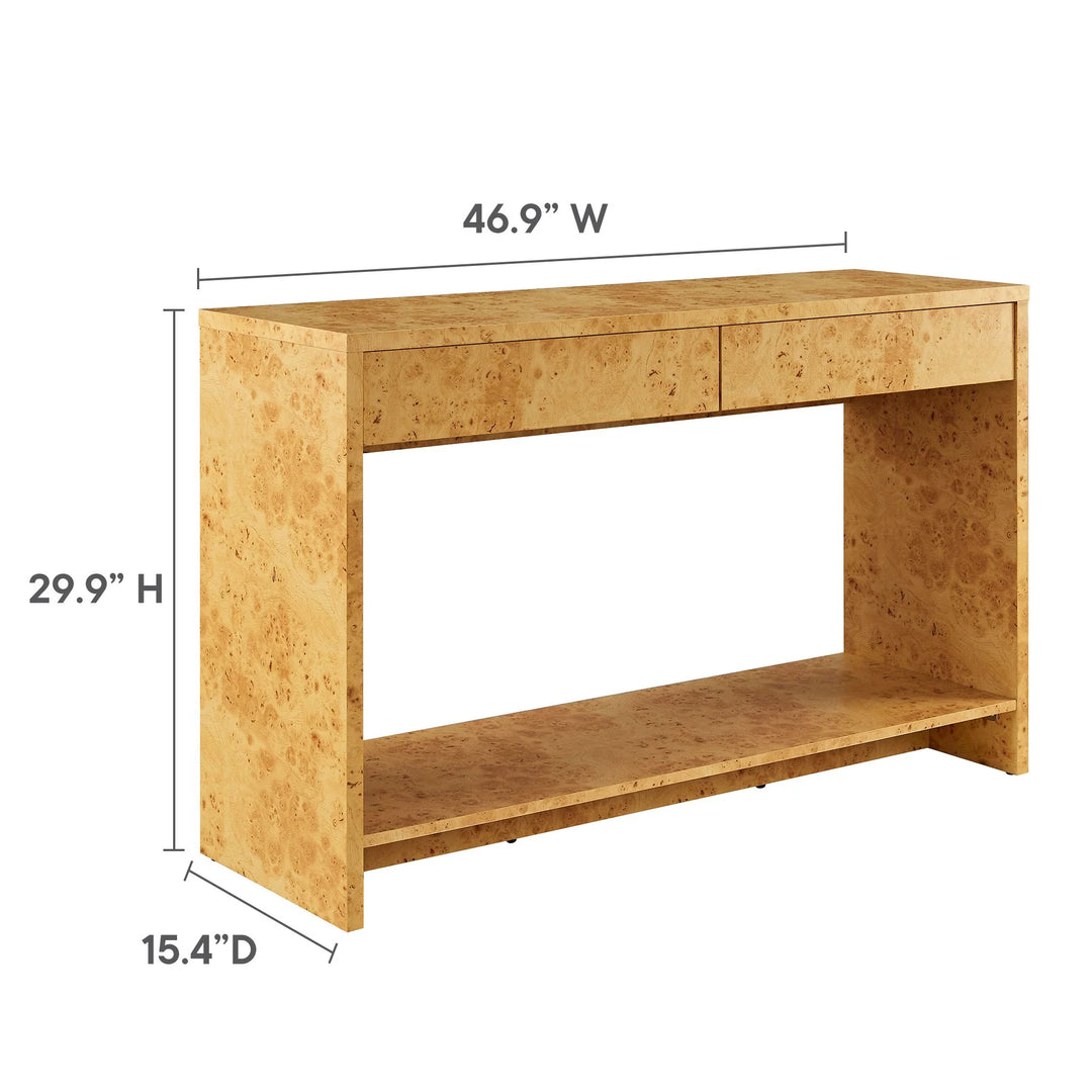 Huxley 2-Drawer Burl Wood Console Table