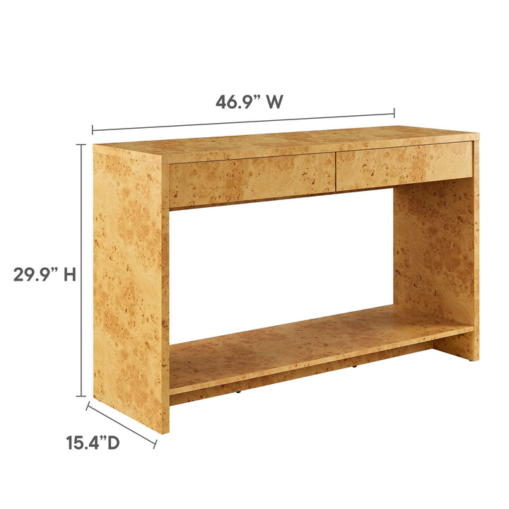 Huxley 2-Drawer Burl Wood Console Table