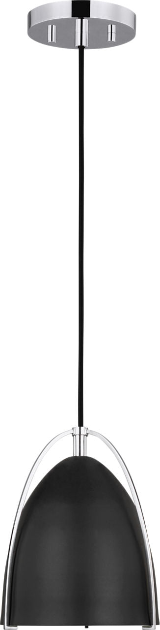 Norman Mini Pendant in Chrome with Midnight Black Steel Shade Bulb(s) Included