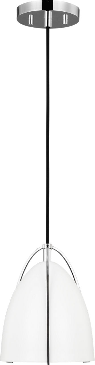 Norman Mini Pendant in Chrome with Matte White Steel Shade Bulb(s) Not Included