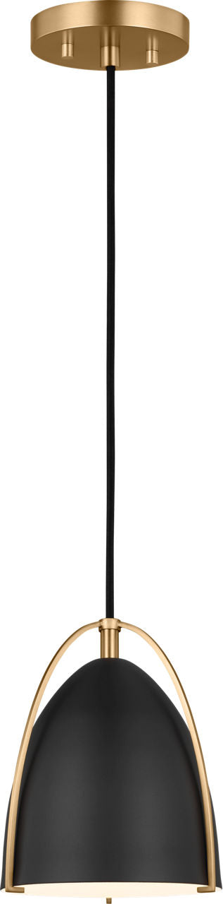 Norman Mini Pendant in Satin Brass with Midnight Black Steel Shade Bulb(s) Not Included