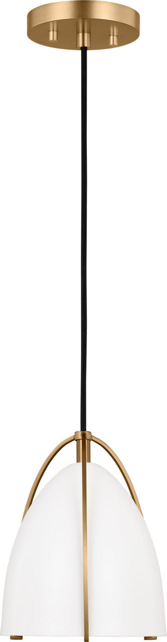 Norman Mini Pendant in Satin Brass with Matte White Steel Shade Bulb(s) Included