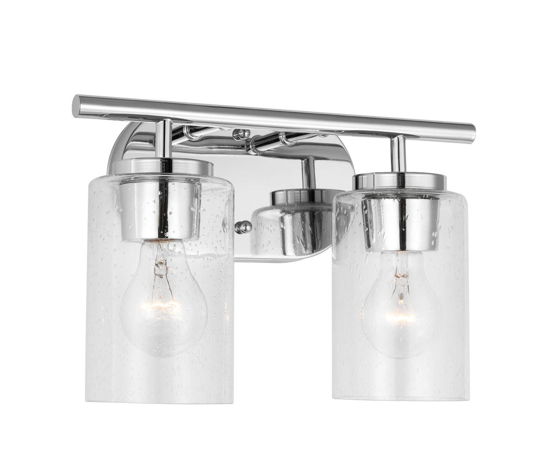 Oslo 2-Light Bath Sconce in Chrome with Clear Seeded Glass Bulbs Included
