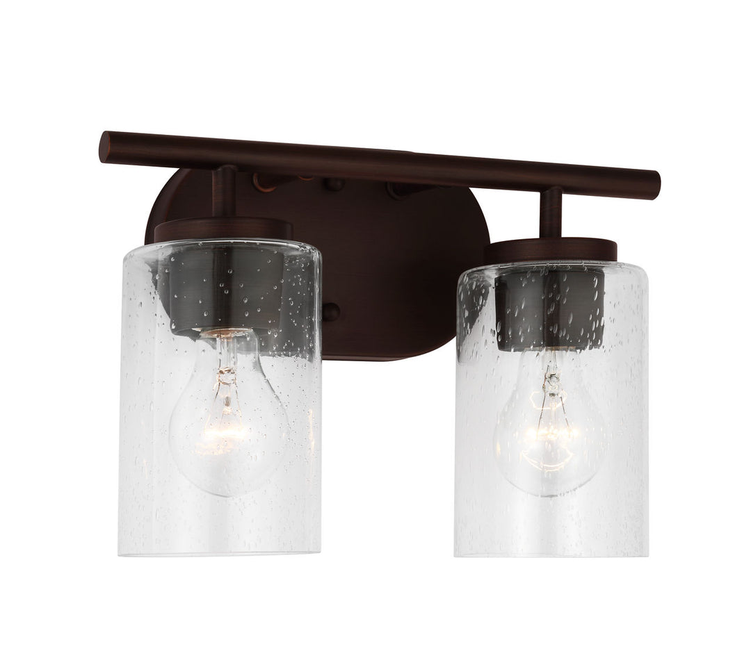 Oslo 2-Light Bath Sconce in Bronze with Clear Seeded Glass Bulbs Not Included