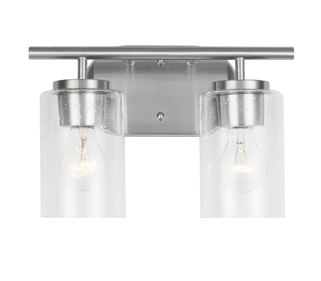 Oslo 2-Light Bath Sconce in Brushed Nickel with Clear Seeded Glass Bulbs Not Included