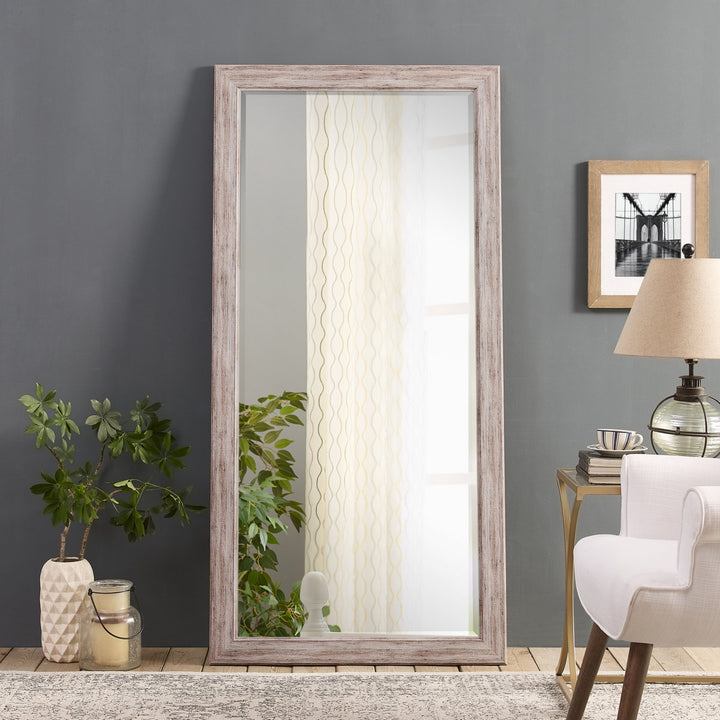 Sailee Rectangle Full Length Mirror, Faux Wood Farmhouse Mirror, Floor Mirror