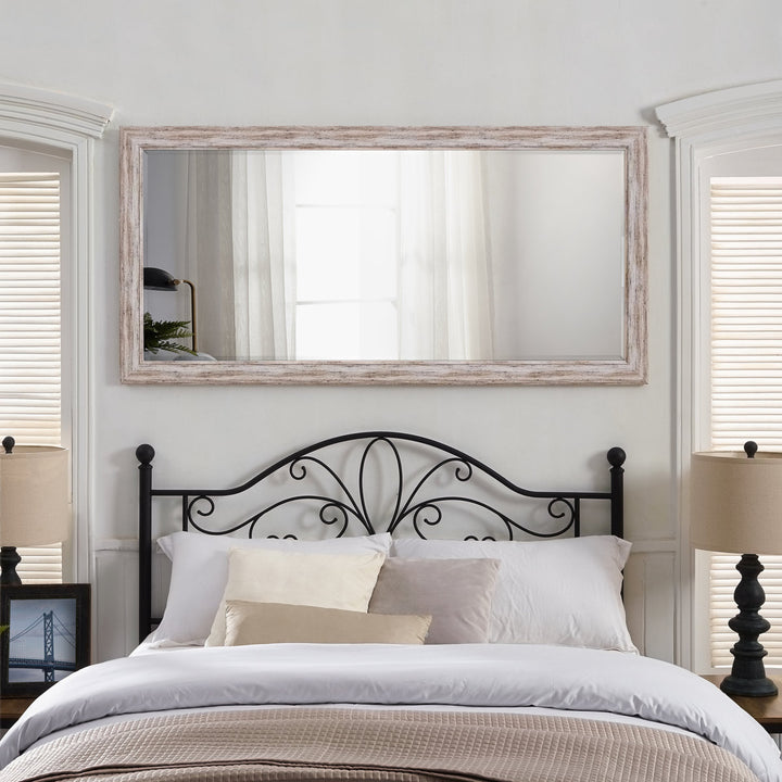 Sailee Rectangle Full Length Mirror, Faux Wood Farmhouse Mirror, Floor Mirror