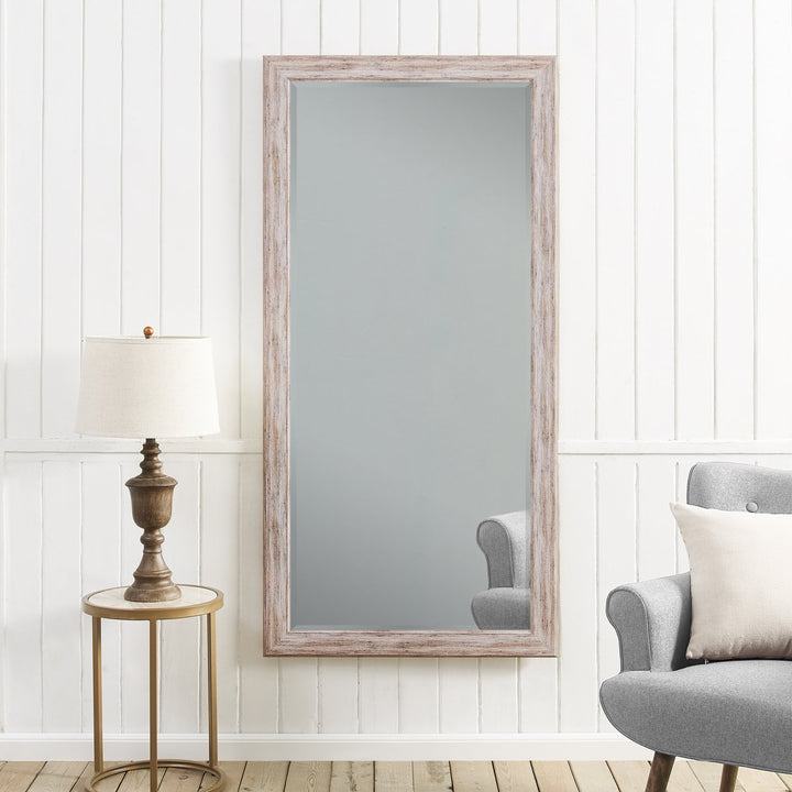 Sailee Rectangle Full Length Mirror, Faux Wood Farmhouse Mirror, Floor Mirror