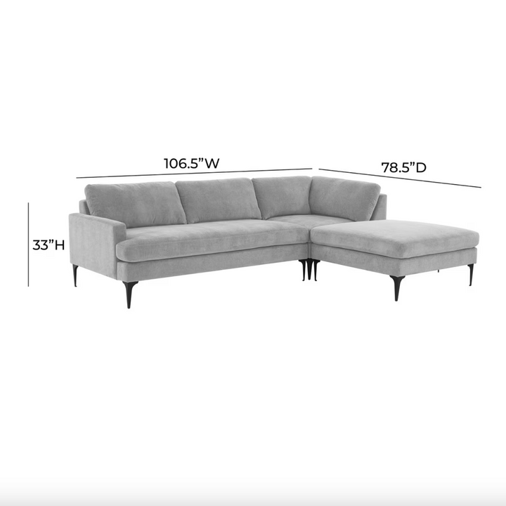 Serenity Velvet Sectional Right