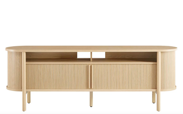 Oak Curved Media Console - 71"