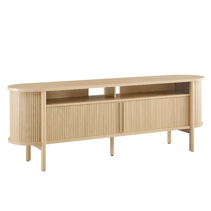 Oak Curved Media Console - 71"