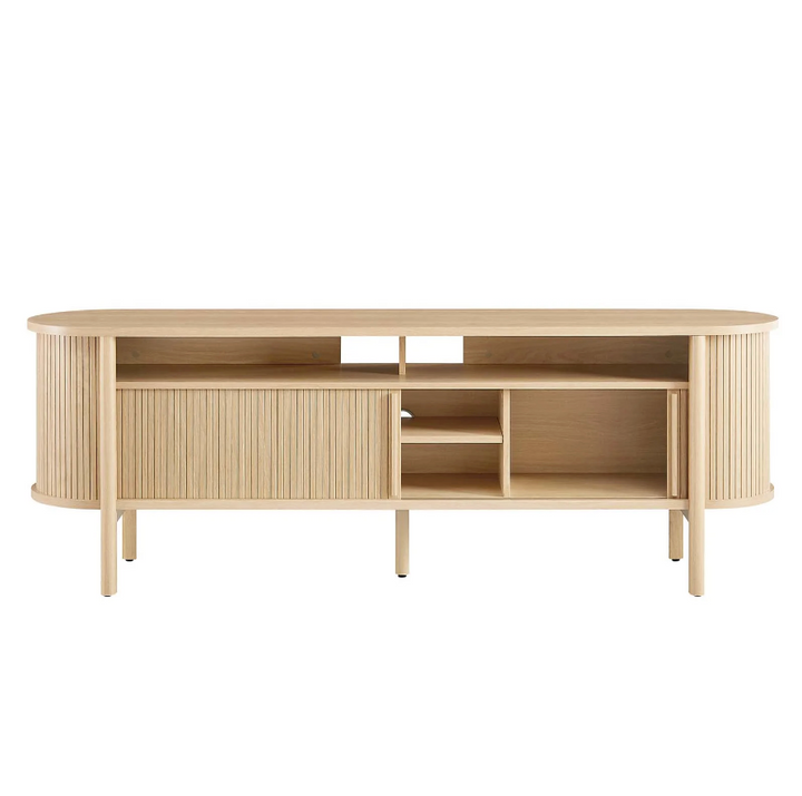 Oak Curved Media Console - 71"